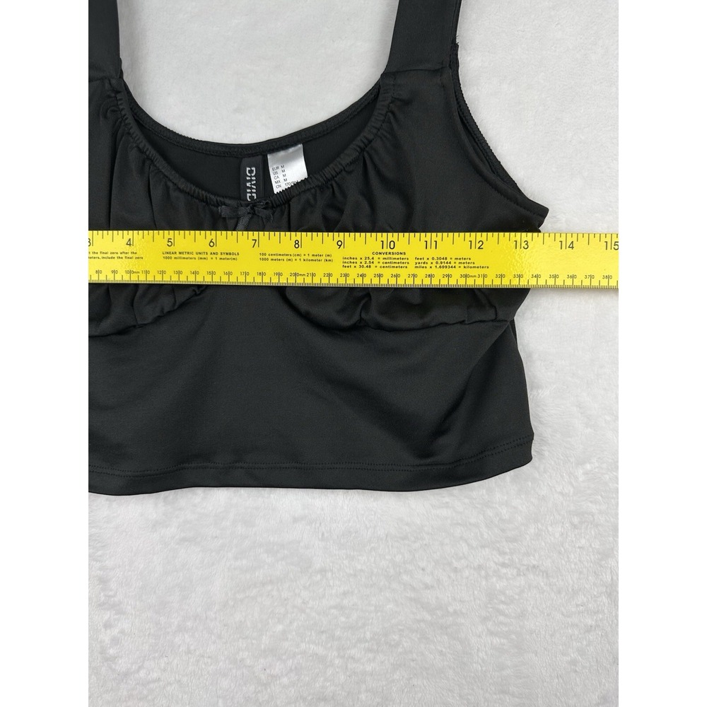 H&M Divided Womens Black V Neck Gathered Front Stretch Crop Top Bralette Size M - Picture 5 of 9